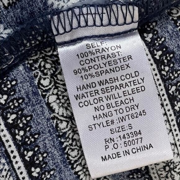 NEW Cotton Bleu Boho Lace Up Cotton Top - Picture 3 of 9